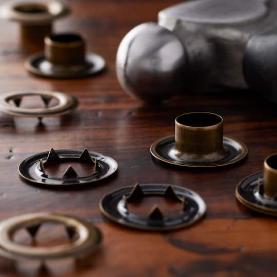 12 Packs: 8 ct. (96 total) 7/16" Antique Brass Eyelets by Loops & Threads™